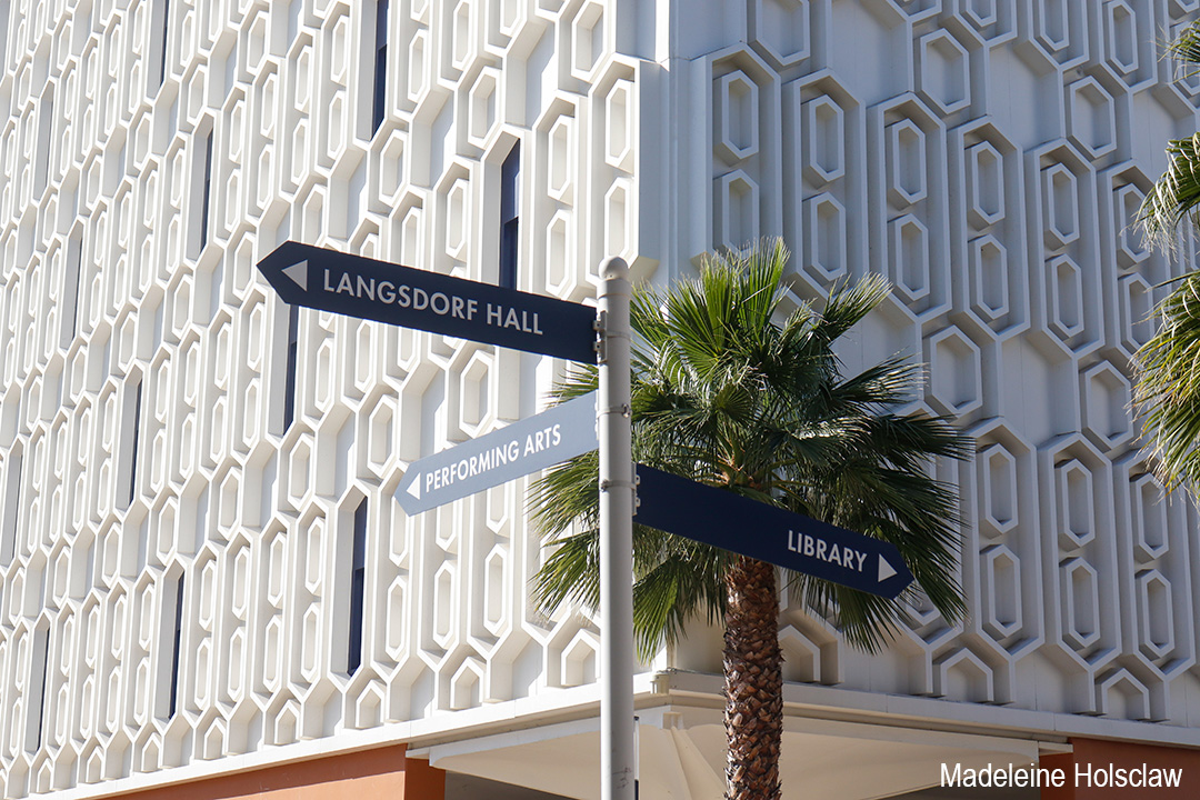library with sign post
