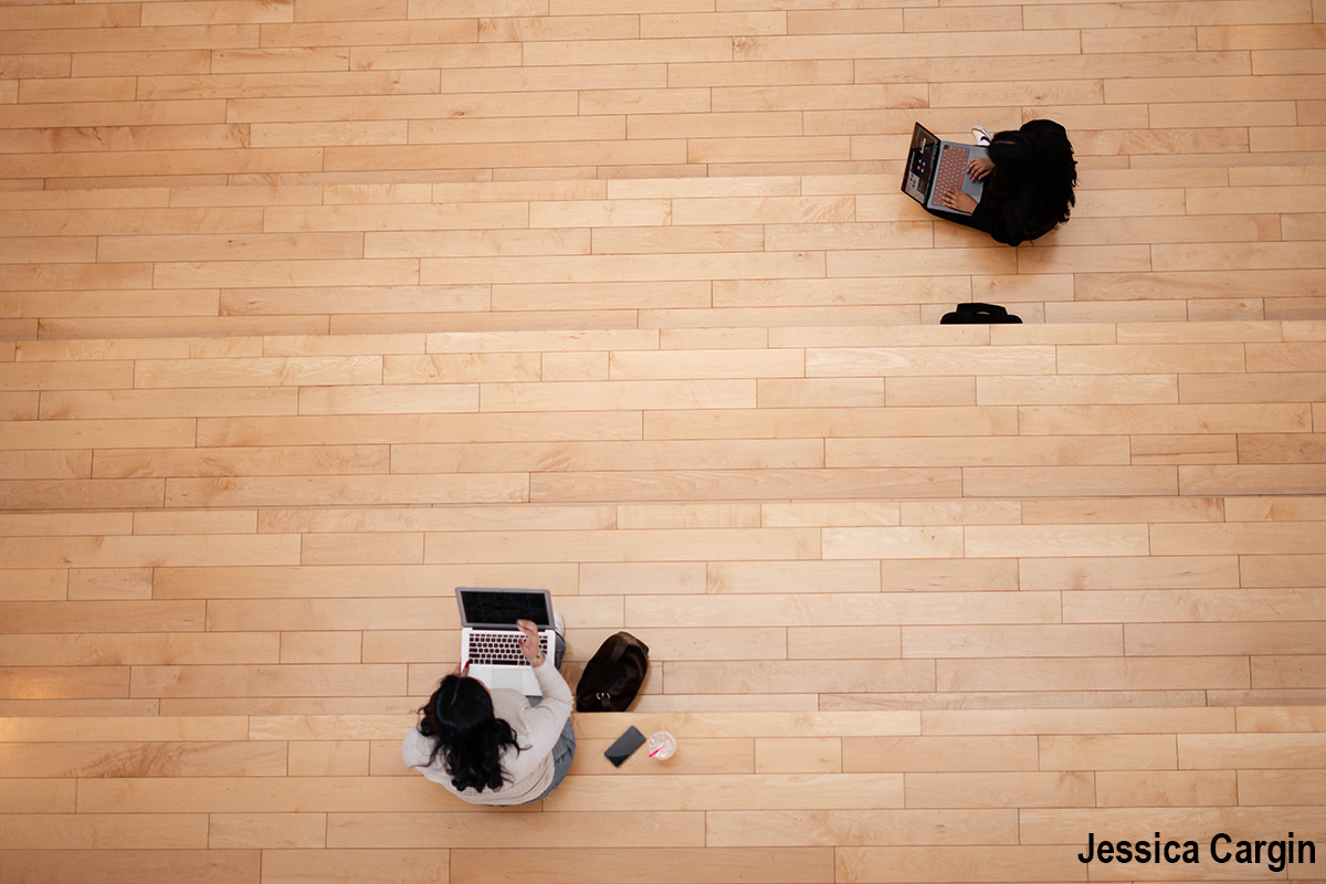 students sitting on TSU steps